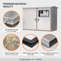 Caja de Distribución para Exteriores Serie JP, Acero Inoxidable 304, IP54, 3 en 1, Medición, Compensación, Protección, CE
