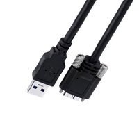 Câble USB 3.0 Type A mâle vers Micro B mâle avec vis de verrouillage, câble de données industriel en PVC pour imprimante, appareil photo, 0,3 m