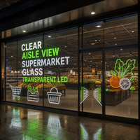 Écran LED transparent haute transparence pour mur de verre d'entrée de supermarché, affichage LED sur verre