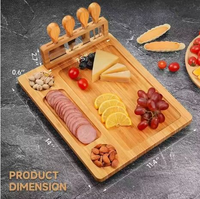 Ensemble de planches à charcuterie en bambou, support magnétique amovible, plateau de service à fromage avec couverts pour les fêtes et les cadeaux de pendaison de crémaillère