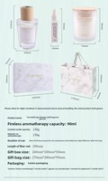 Nouveau Coffret Cadeau Luxe Léger pour Chambre : Bougie Artisanale en Cire de Soja Thé Blanc Montagne Blanche Diwali et Diffuseur à Bâtonnets d'Aromathérapie Sans Flamme