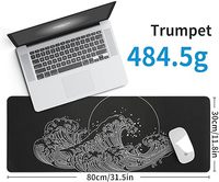 Tapis de souris de jeu de dessin animé noir et blanc avec surface en caoutchouc antidérapante étendue et grand format avec repose-poignet, en stock