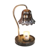 Lampe d'ambiance rétro américaine à base de marbre avec abat-jour en verre gris fumé, régulation de température, pour aromathérapie et chauffe-cire