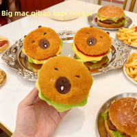 Peluche Capybara Super Douce en Forme de Burger 12cm, Mignonne Poupée Porte-clés Capybara avec Rembourrage en Coton PP, Vente en Gros