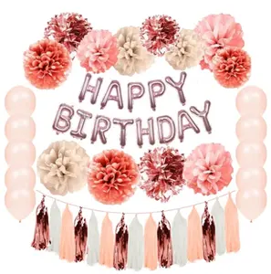 Atacado feliz 100 dias bandeira-Decorações de festa de aniversário infantil, balões de confete ouro rosa decorações de festa de aniversário infantil