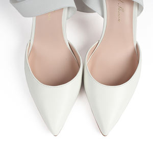 Sandales de <span class=keywords><strong>mariage</strong></span> à talons hauts personnalisées avec bride arrière Escarpins de mariée pour femmes avec semelle intérieure en PU à bride à la cheville blanche pour l'été et l'hiver - Product Image 4