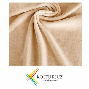 Premium 240gsm Cream Cotton Knitted Velour Fabric 80/20 Cotton Polyester Roll for Wholesale Garments - Product Image 1