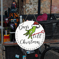 Weihnachtsdekoration Holz-Grinch Countdown-Schild Tage bis Weihnachten Adventskalender Hängende Verzierung Heim-Feiertagsparty-Deko
