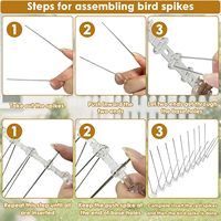 Piques anti-oiseaux en acier inoxydable 304 avec base en plastique, dissuasives contre les pigeons, pour clôtures extérieures, murs et rampes