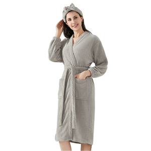 Mejor Venta De terciopelo Coral de lujo Yukata pijamas gruesos de manga larga hasta la rodilla Toalla de baño para hombres mujeres verano franela adulto - Product Image 1