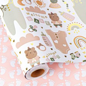 Baby Shower Wrapping Paper Roll 17x33 Feet Double Side Eco Friendly Gift Craft Paper - Product Image 1
