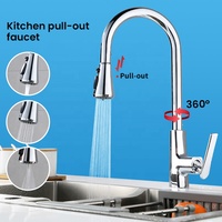 Robinet de cuisine moderne à poignée unique, deux fonctions, avec douchette extractible, en céramique, rotatif à 360 degrés, mitigeur eau chaude/froide pour évier, idéal pour usage hôtelier