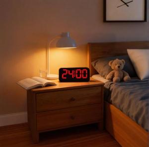Nouvelle conception, miroir réglable, <span class=keywords><strong>horloge</strong></span> numérique de maquillage, affichage LED, fonction snooze, rétroéclairage, matériau ABS, <span class=keywords><strong>horloge</strong></span> de bureau, noir, <span class=keywords><strong>rouge</strong></span> - Product Image 4