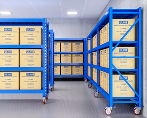 <strong>Factory</strong> Wholesale Warehouse Shelving <strong>Storage</strong> Metal Boltless Powder-Coated Stacking <strong>Racks</strong> with Wheels - Product Image 6
