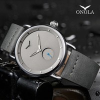 Montre à quartz ONOLA 3805 en alliage avec bracelet en cuir, style business, sport, cadran en verre, mouvement à aiguilles, modèle plongeur