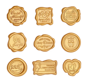 Muestra gratis personalizado Pantone Color Relieve Gold Foil Logo Sello de cera Pegatina para sobres - Product Image 3