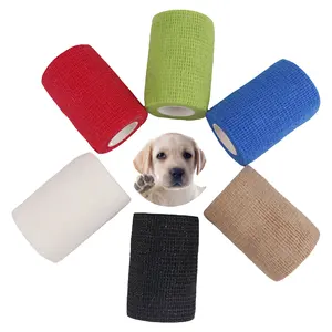 Bandagem autoadesiva flexível sem látex para cães e animais de estimação, bandagem autoadesiva de algodão para animais de estimação