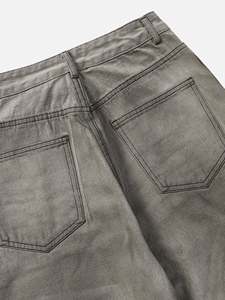 Pantalones Vaqueros Grises Desgastados para Hombre, Corte Holgado, Estilo Urbano, Cierre de Botones, Pierna Ancha, Tela de Algodón, para Otoño - Product Image 3