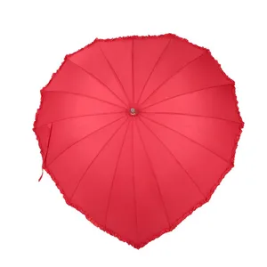 High quality red unique heart shaped wedding gift umbrella