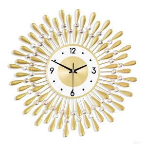 Horloge murale moderne en métal, ronde, à simple cadran, à quartz, silencieuse, alimentée par piles, horloge décorative pour salon - Product Image 3