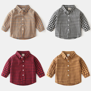 Vente en Gros Vêtements pour Enfants <span class=keywords><strong>Chemise</strong></span> à Manches Longues à <span class=keywords><strong>Carreaux</strong></span> pour Garçon Haut Décontracté Printemps <span class=keywords><strong>et</strong></span> Automne - Product Image 1
