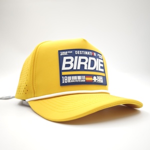 Casquette de baseball ajustable pour papa, en polyester Dobby Dot imperméable, avec logo brodé personnalisé, 5 panneaux, perforations découpées au laser, pour le sport et le golf - Product Image 4