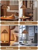 Lampe de table unique en rotin synthétique, veilleuse en osier, lampes de lecture rechargeables, 3 couleurs, contrôle tactile, intensité réglable, lampes de chevet