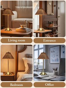 <span class=keywords><strong>Lampe</strong></span> de table portable en <span class=keywords><strong>rotin</strong></span> synthétique, veilleuse en <span class=keywords><strong>osier</strong></span>, lampes de lecture rechargeables, 3 couleurs, contrôle tactile, intensité réglable, lampes de chevet - Product Image 6