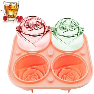 Moules à glace 3D en forme de rose et de boule, 2,5 pouces, grands bacs à glaçons pour <span class=keywords><strong>4</strong></span> glaçons géants en forme de fleur, parfaits pour les cocktails, les jus, le whisky et le <span class=keywords><strong>bourbon</strong></span> - Product Image 1