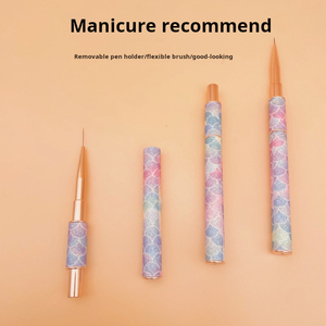 Pinceau à ongles à manche métallique, poils en nylon, stylo de dessin pour lignes fines, pour nail art au gel UV - Product Image 4