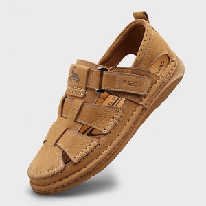 Men's Summer Genuine Leather <b>Gladiator</b> Beach Slippers Breathable Soft Soled Casual Shoes - Product Image 2