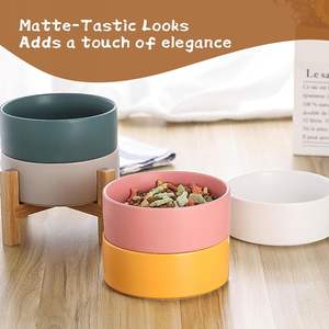 ชามอาหารแมวทำจากไม้ไผ่ยกสูงจานสำหรับสัตว์เลี้ยงเซรามิกสำหรับ<span class=keywords><strong>ลูก</strong></span>สุนัขปราศจากความเครียด - Product Image 5