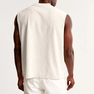 Débardeur en coton côtelé ample pour homme, t-shirt sans manches d'été avec logo imprimé personnalisé, gilet de sport pour la gym - Product Image 2