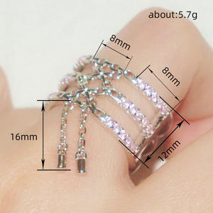 Anello da Cocktail Geometrico T0031 in Argento 925 con Cristalli e Strass, Incastonatura a Pavé e a Canale, Gioielli da Festa per Donne - Product Image 4