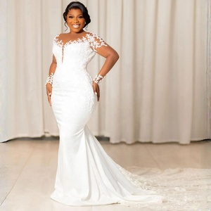 Vestido <span class=keywords><strong>de</strong></span> novia <span class=keywords><strong>de</strong></span> lujo <span class=keywords><strong>de</strong></span> Dubái africano | Tren <span class=keywords><strong>de</strong></span> borde <span class=keywords><strong>de</strong></span> cristal con Apliques <span class=keywords><strong>de</strong></span> encaje con cuentas a mano | Vestido <span class=keywords><strong>de</strong></span> manga larga modesto | Aso Ebi Queen 2025 - Product Image 1