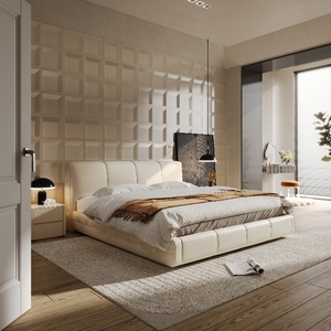 Yisi Modern King Double Size <strong>Pine</strong> Wood <strong>Frames</strong> Genuine Leather Upholstered Box Spring <strong>Bed</strong> with Stainless Steel for Bedroom Set - Product Image 5
