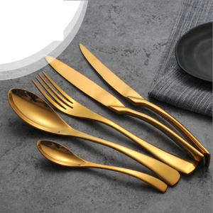 DFA0326 Vajilla de Lujo Premium para Hotel, Restaurante y Hogar, Color Dorado, Cuchara, Tenedor, Cuchillo, Cucharilla, Personalizable - Product Image 1