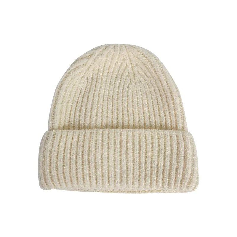 Factory Wholesale Fashion Soft Warm Plain Color Sports Cuffed Crochet Caps Knitted Beanie Hats Custom