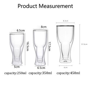 Gobelet à bière créatif en verre borosilicate double paroi de 250 ml, 350 ml, 450 ml, en forme de tasse, pour bar, restaurant, fête - Product Image 6