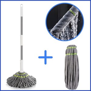 Balai serpillère auto-essoreur mains libres en microfibre à tête ronde, haute capacité de déshydratation, facile à utiliser pour le nettoyage des sols secs et humides - Product Image 2