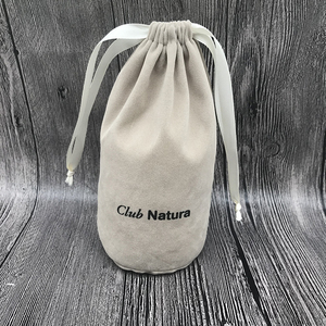Light Grey Custom Drawstring Velvet Gift Bag - Product Image 2