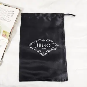 Eco Friendly Standard Size Black Satin Dust Bag Custom High Quality Silk Bag For Dust Dustbag Satin Bags With Logo