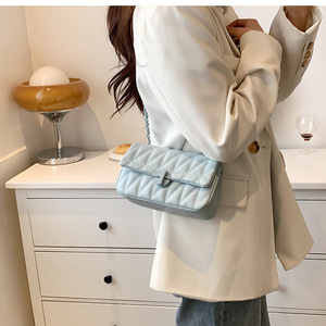 Nuevo Bolso de Hombro y Bandolera de PU de Alta Gama, Cuadrado Mediano, con Cadena Rómbica, Bordado, a la Moda, Combinable con <span class=keywords><strong>Todo</strong></span> - Product Image 6