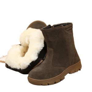 Winter Warm Wool Snow Boots <b>Men</b> Suede Mid <b>Heel</b> Fur Lined Outdoor Cold Proof - Product Image 3