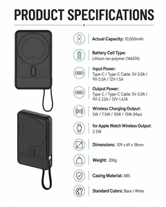 <span class=keywords><strong>Batterie</strong></span> <span class=keywords><strong>Externe</strong></span> Magnétique Sans Fil 15W à Charge Rapide pour iPhone 18 17 16 15 14 13 12 avec Câble Type-C pour Téléphone - Product Image 4