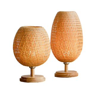 Handmade Bamboo LED Warm White <b>Touch</b> Control Small Round Shade Home Decoration <b>Table</b> <b>Lamp</b> - Product Image 1