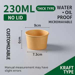 กล่องกระดาษคราฟท์หนาแบบใช้แล้วทิ้งเป็นมิตรกับสิ่งแวดล้อมมีฝาปิดสำหรับซุปอาหารกลางวันถ้วยกระดาษแบบหนา - Product Image 6