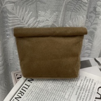 Pochette de maquillage pour femme en fausse crinière de cheval durable, grande capacité, sac enroulable avec logo personnalisé, trousse de toilette