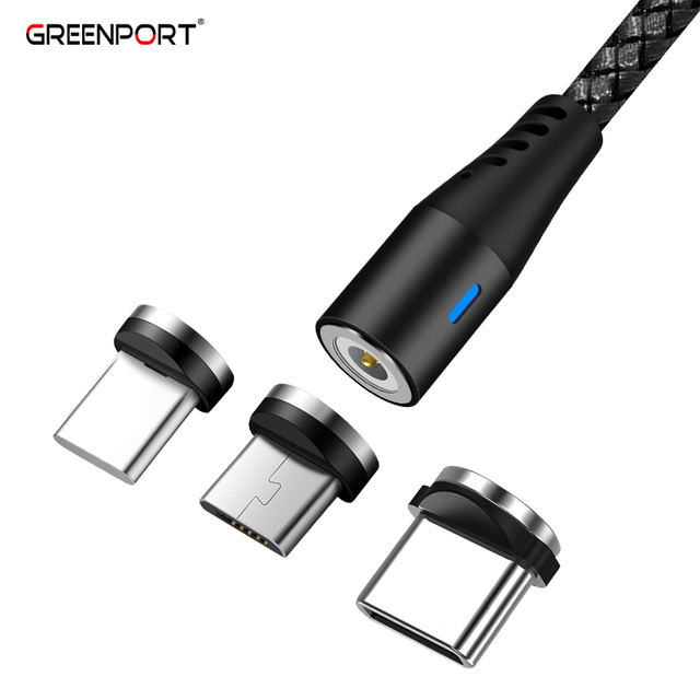 Nylon Braided Phone USB Charger Cord 3 in 1 Magnetic Charging Cable 1M for iPhone Android Airpod IWatch
