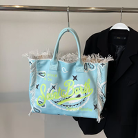 Sac fourre-tout en toile avec lettres - Sac à bandoulière portable fait main de grande capacité avec ouverture supérieure pour un usage quotidien